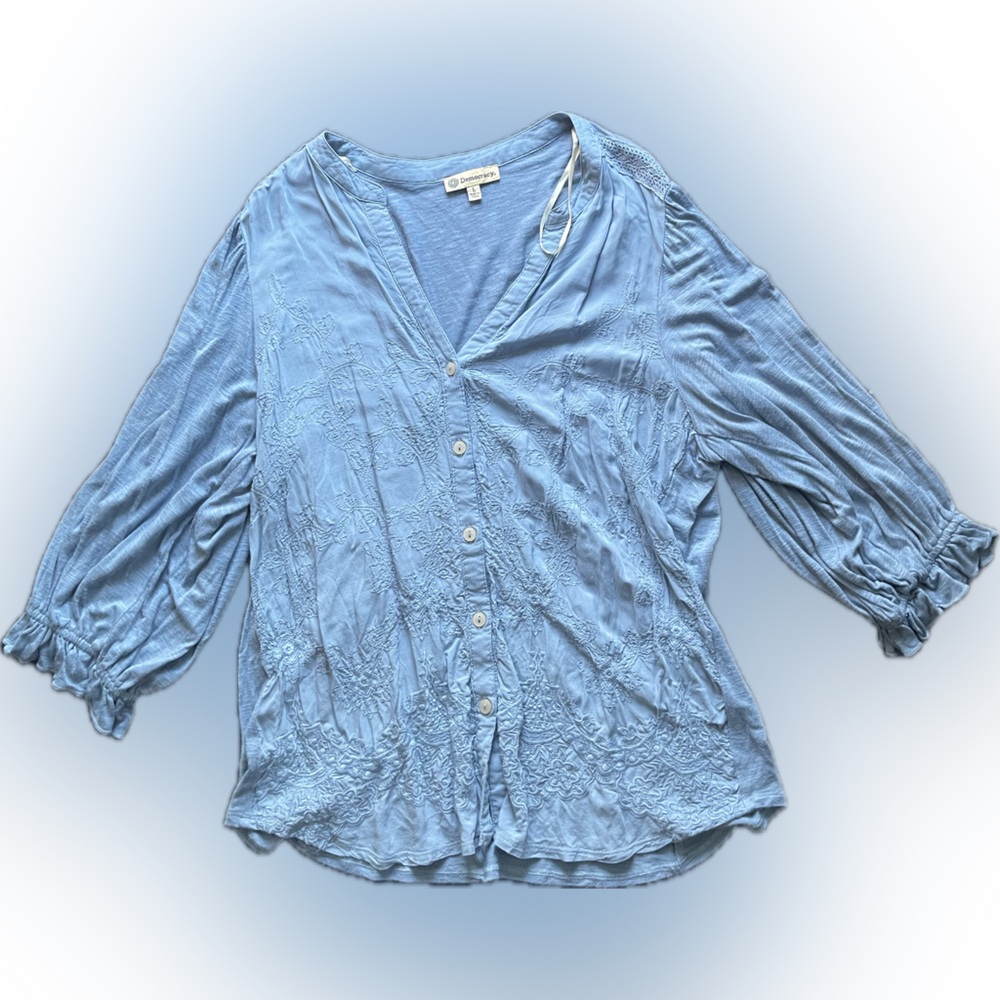Democracy Sky Blue V-Neck Blouse